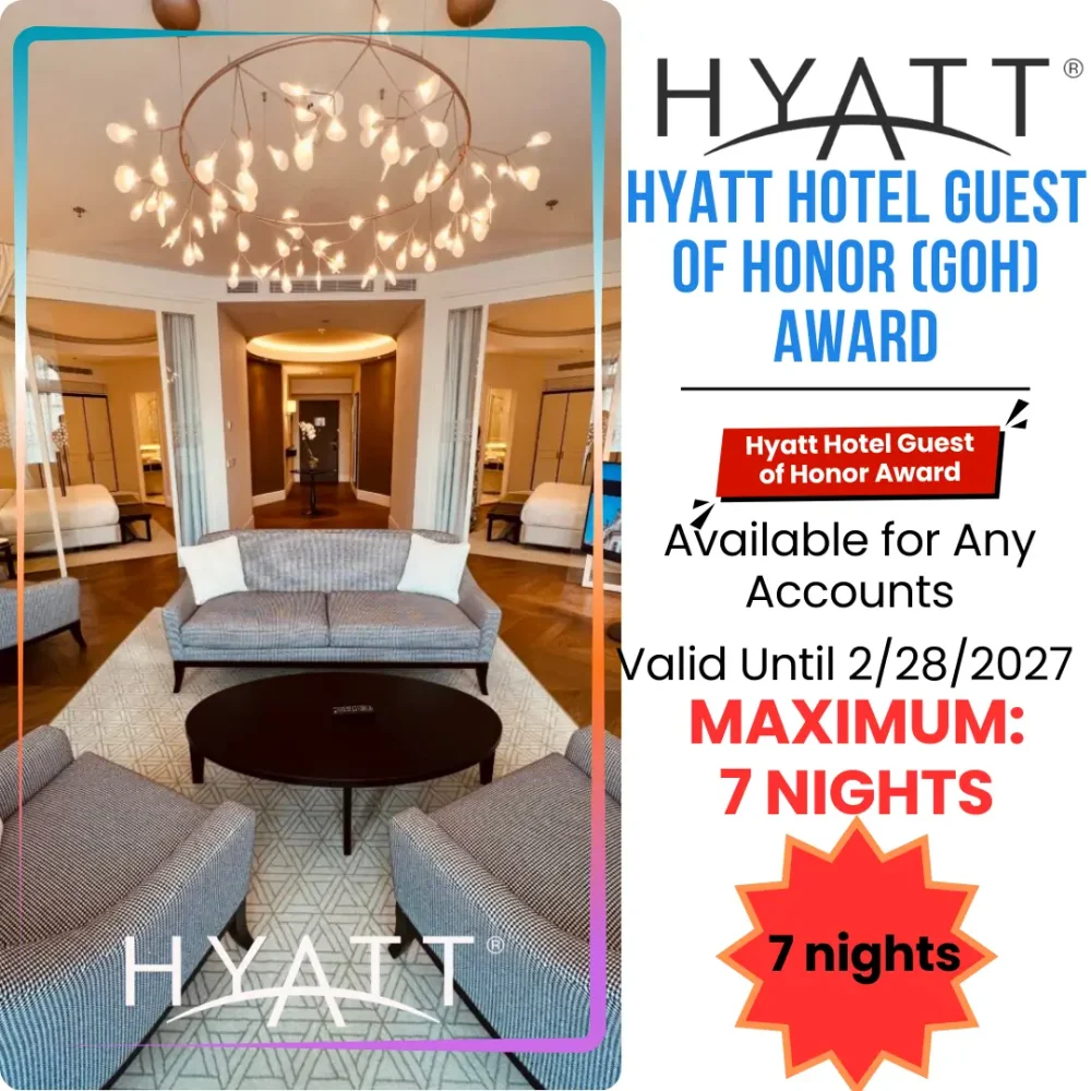 Hyatt Hotels Suite Upgrade Award – Valid For 7 Nights, Good Until 2/28/2026