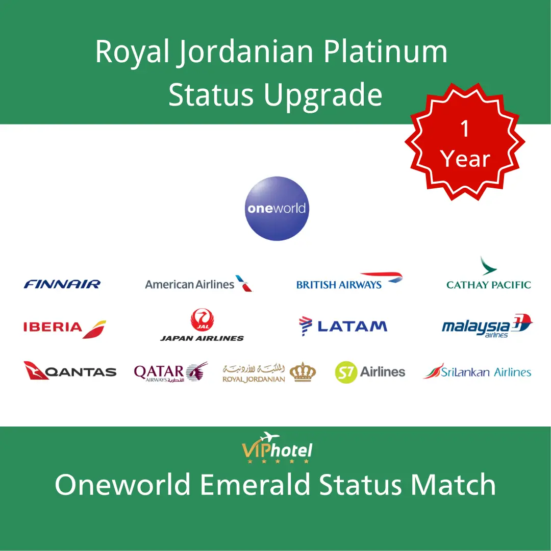 Royal Jordanian Platinum Status Upgrade | oneworld Emerald Status Match 1 Year 1 royal-jordanian-platinum-status