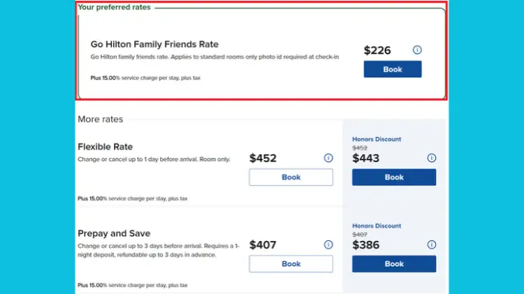 Go Hilton Friends and Family Rate Conrad